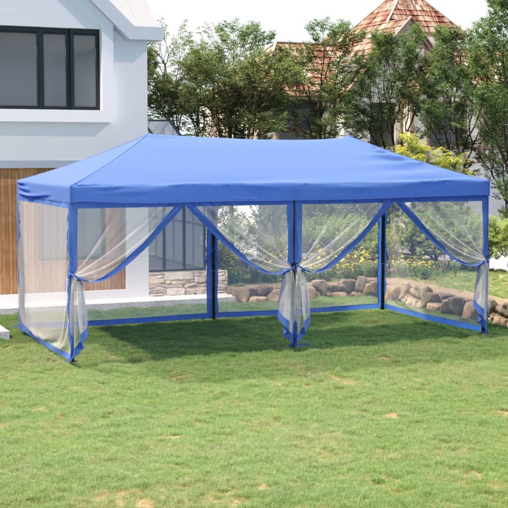 Folding Party Tent with Sidewalls Blue 3x6 m - Millennium Furniture