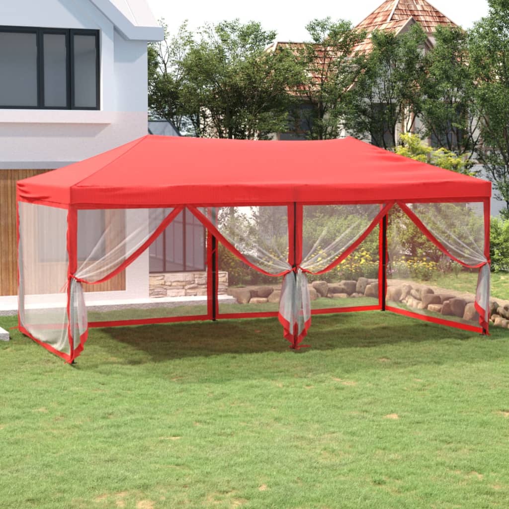 Folding Party Tent with Sidewalls Red 3x6 m - Style and Chic