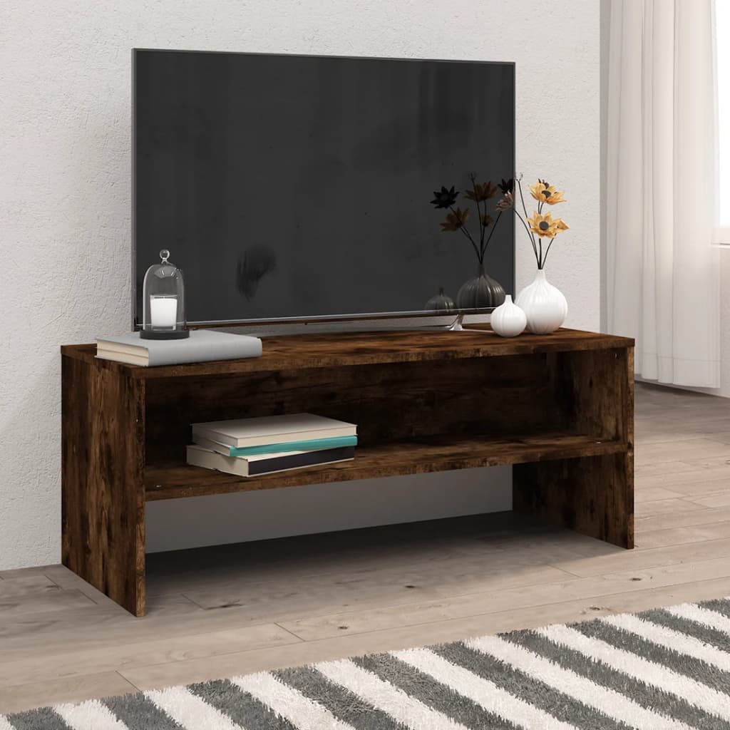 TV Cabinet Smoked Oak 100x40x40 cm Engineered Wood - Merkel Designers
