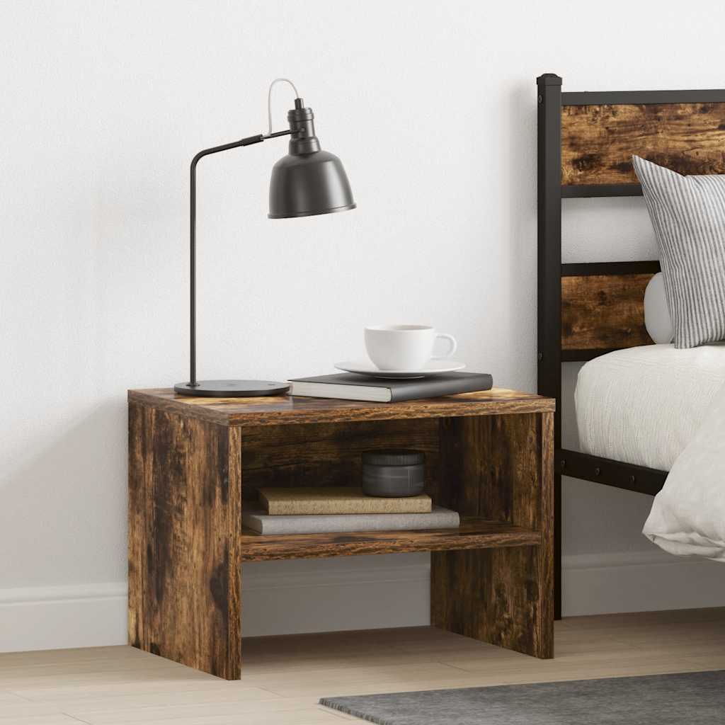 Bedside Cabinet Smoked Oak 40x30x30 cm Engineered Wood - Charlotte Dunes