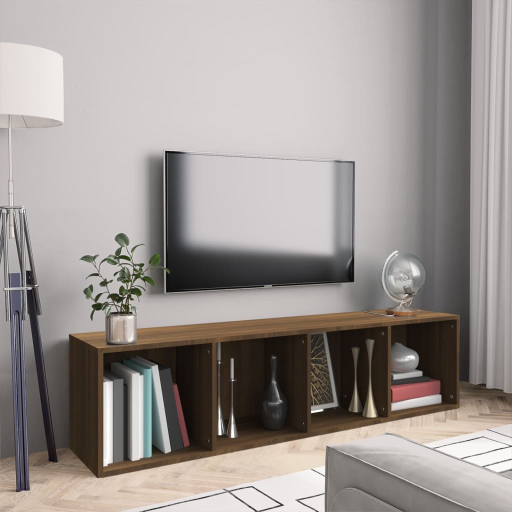 Book Cabinet/TV Cabinet Brown Oak 143x30x36cm Engineered Wood - The Home Maker