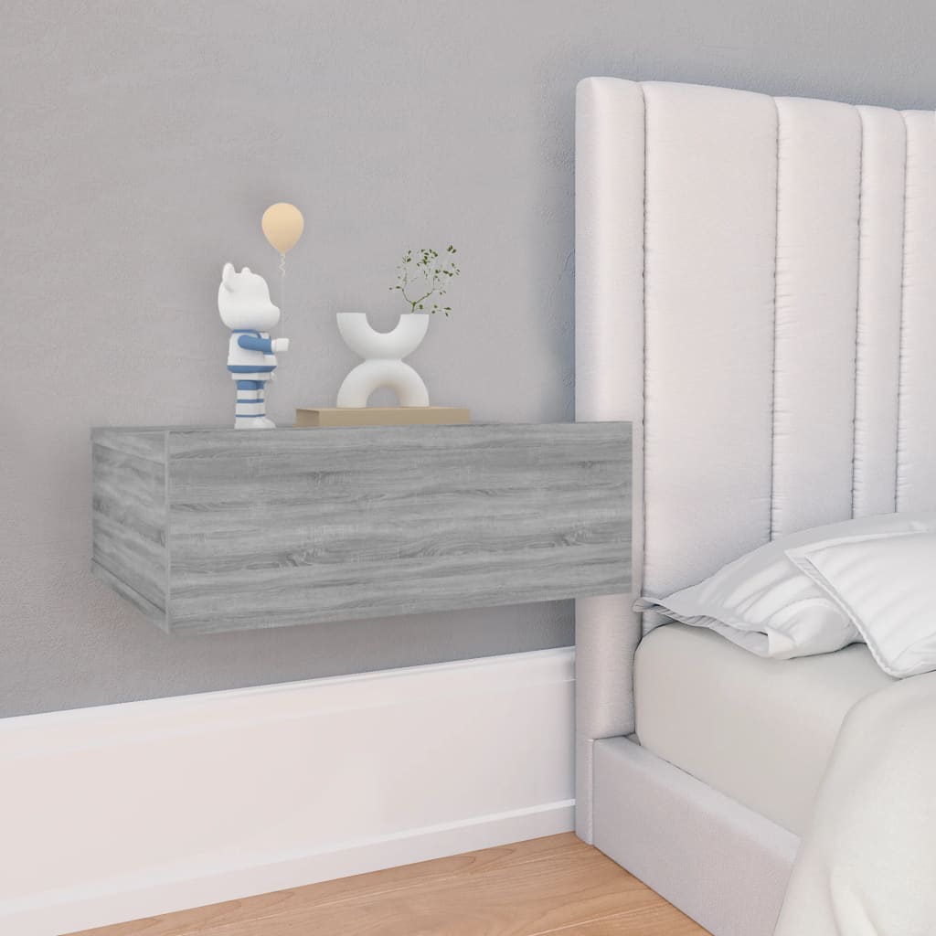 Bedside Table - FALMOUTH 2 Piece Nightstand Grey Sonoma 40cm - Decor Base