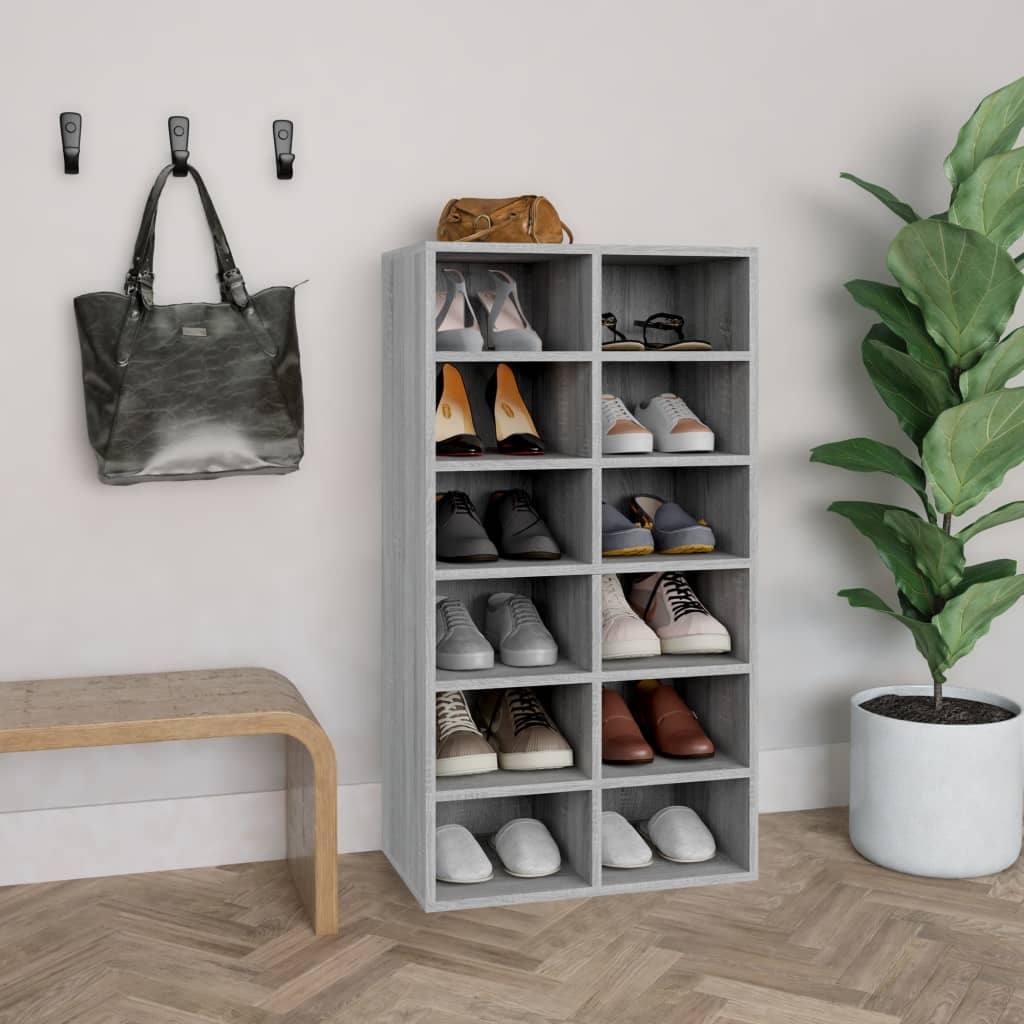 Shoe Rack Grey Sonoma 54x34x100.5 cm Engineered Wood - All Things Good