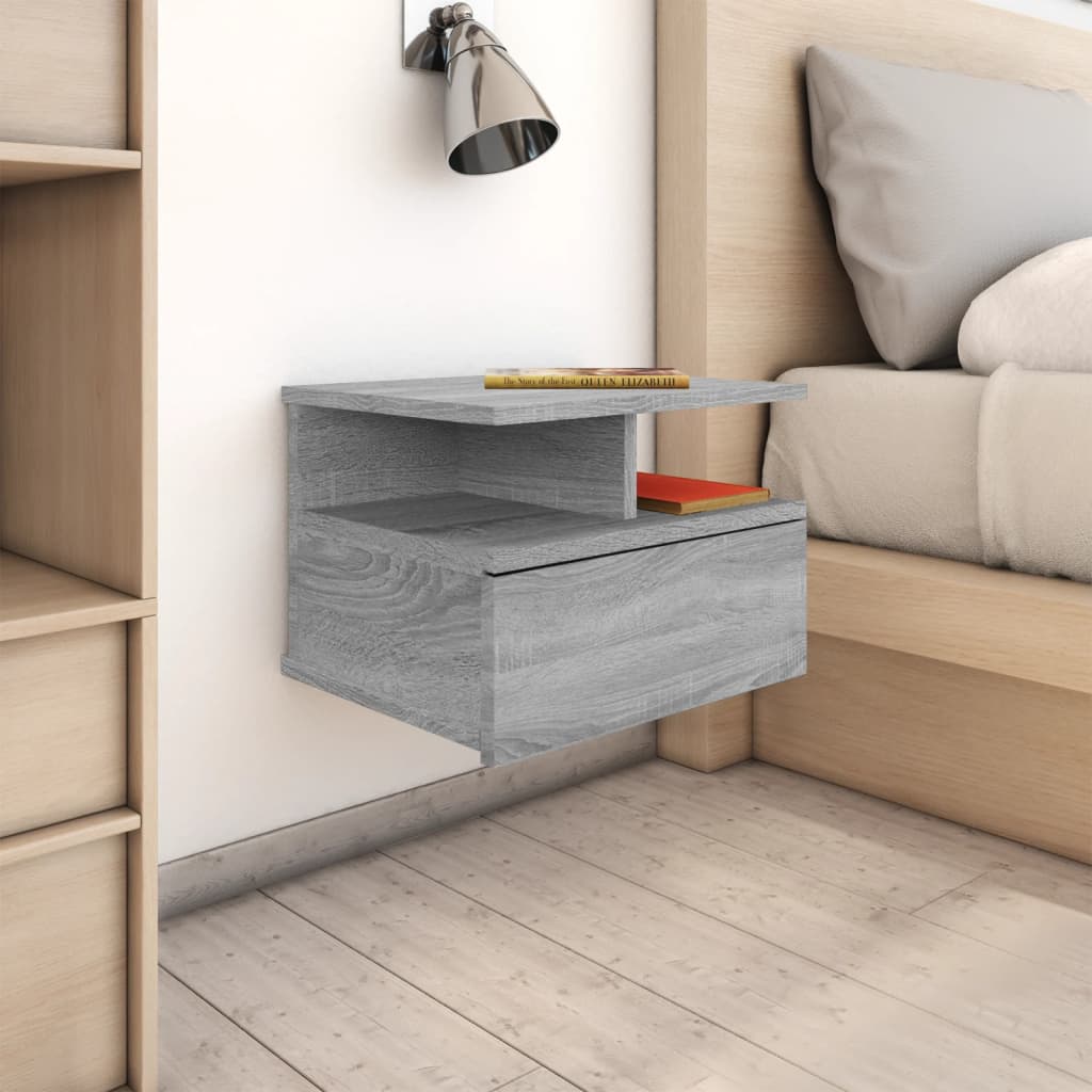 Bedside Table - SPARKS Nightstand Grey Sonoma 40cm - Decor Base