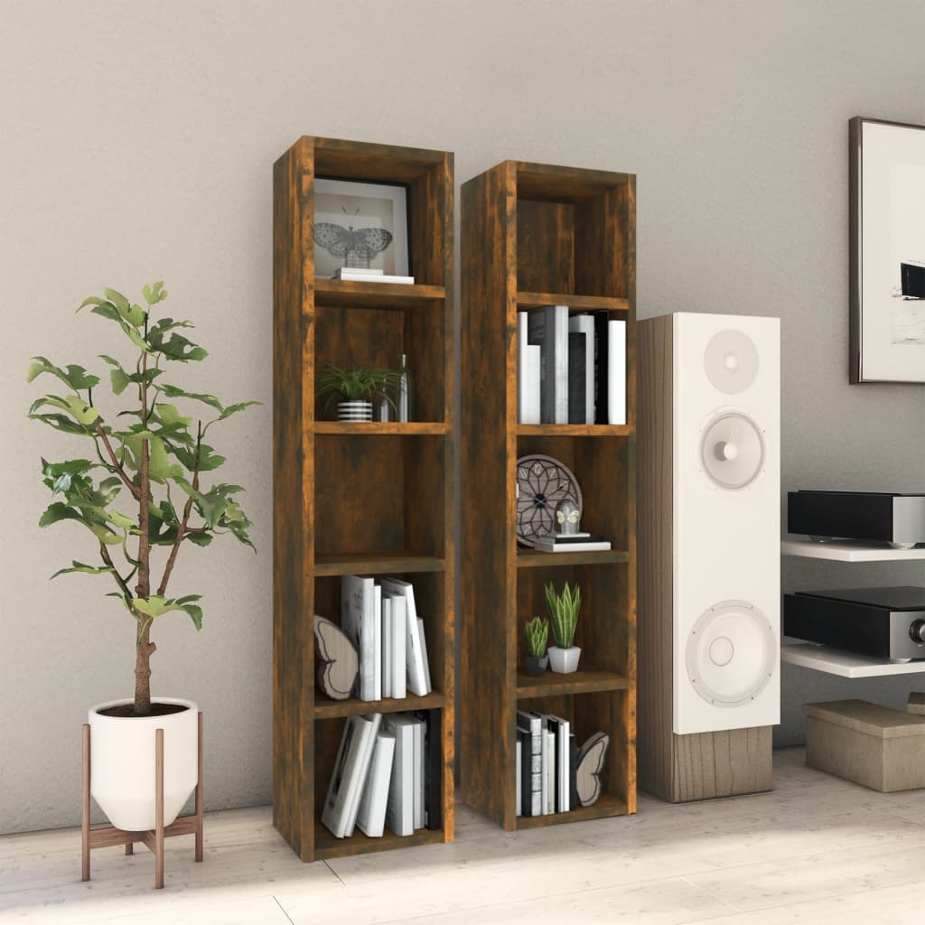 CD Cabinets 2 pcs Smoked Oak 21x16x93.5 cm Engineered Wood - Style and Chic