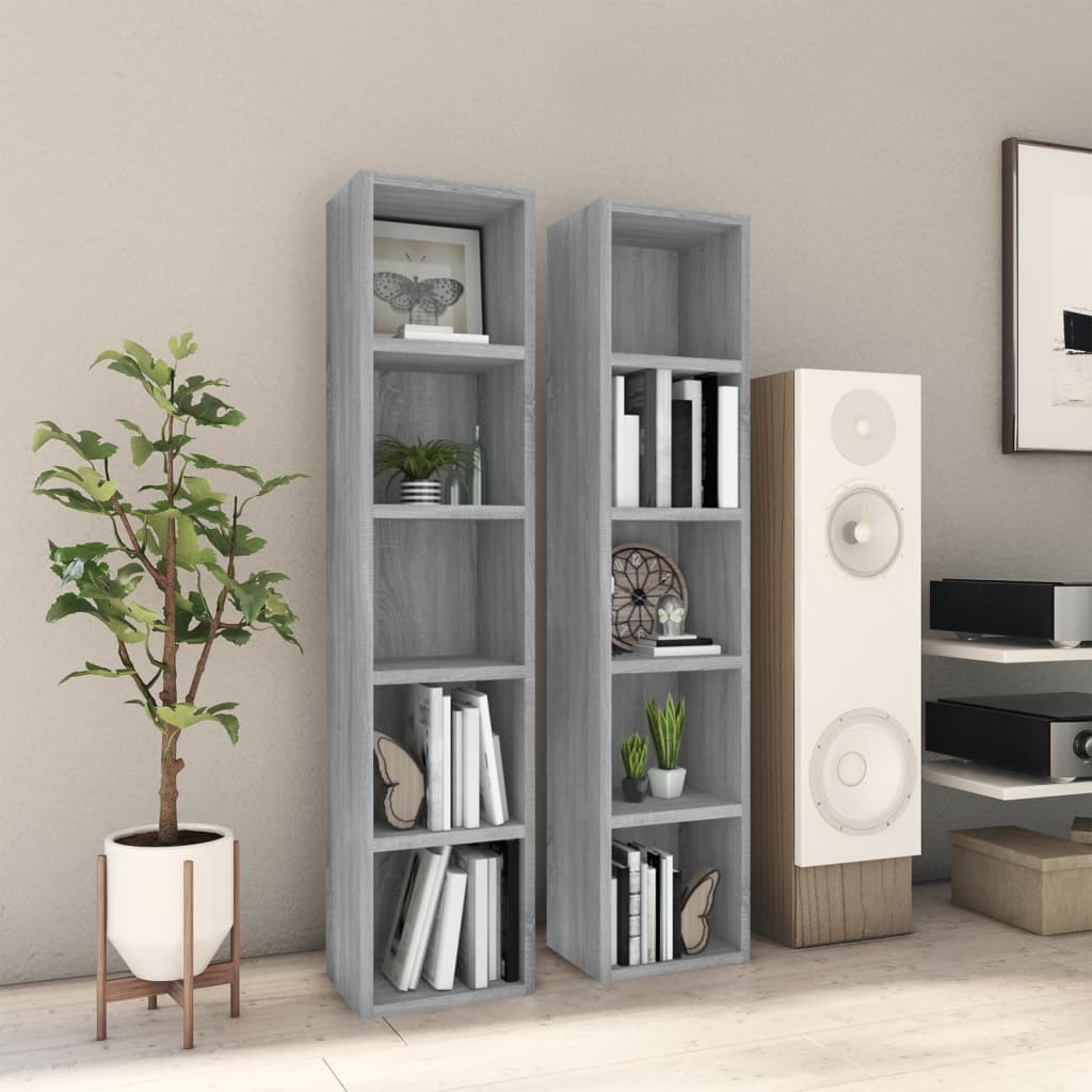 CD Cabinets 2 pcs Grey Sonoma 21x16x93.5 cm Engineered Wood - R and M Furniture