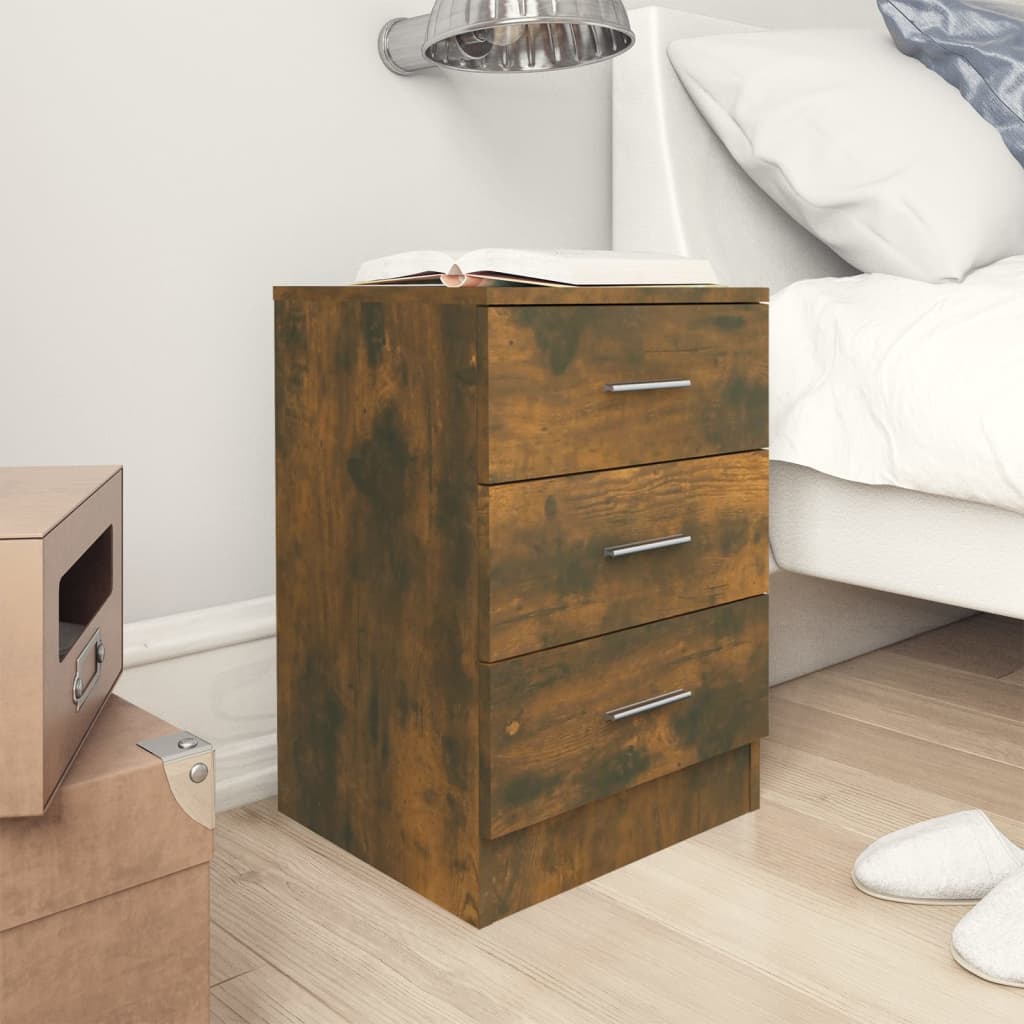 Bedside Table - HERON Nightstand Smoked Oak 38cm - Tyrell & Tyrell