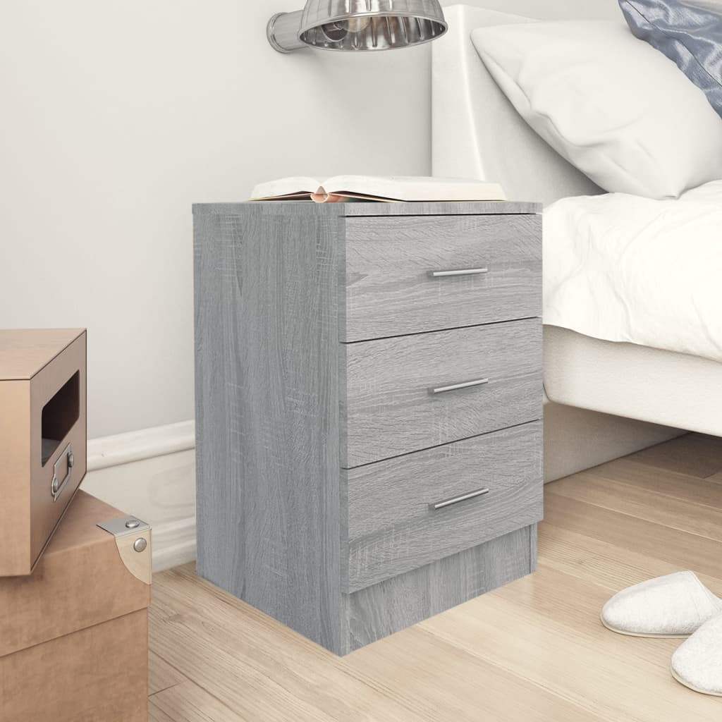 Bedside Table - HERON 2 Piece Nightstand Grey Sonoma 38cm - Design Hut