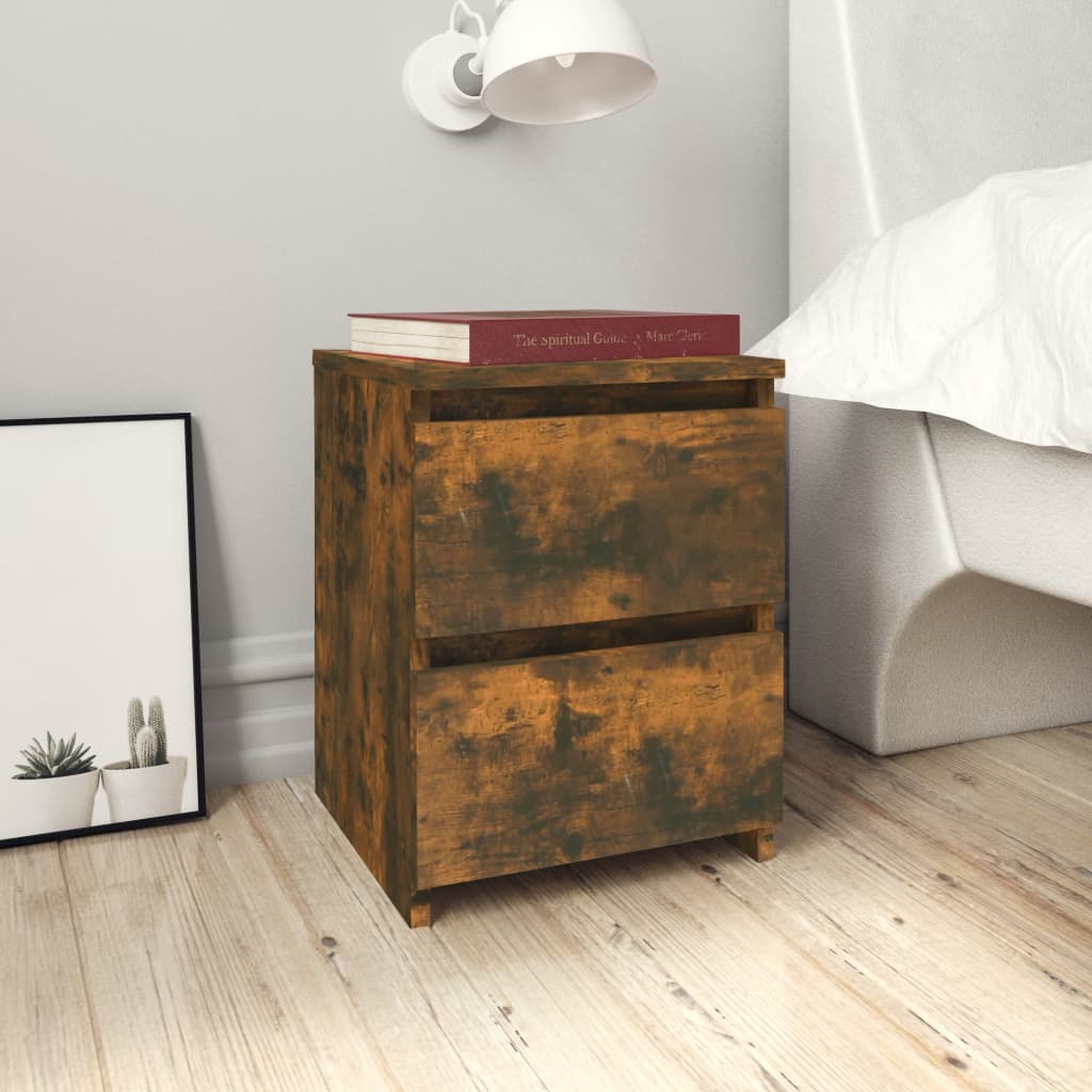 Bedside Table - SALMON Nightstand Smoked Oak 30cm - Millennium Furniture