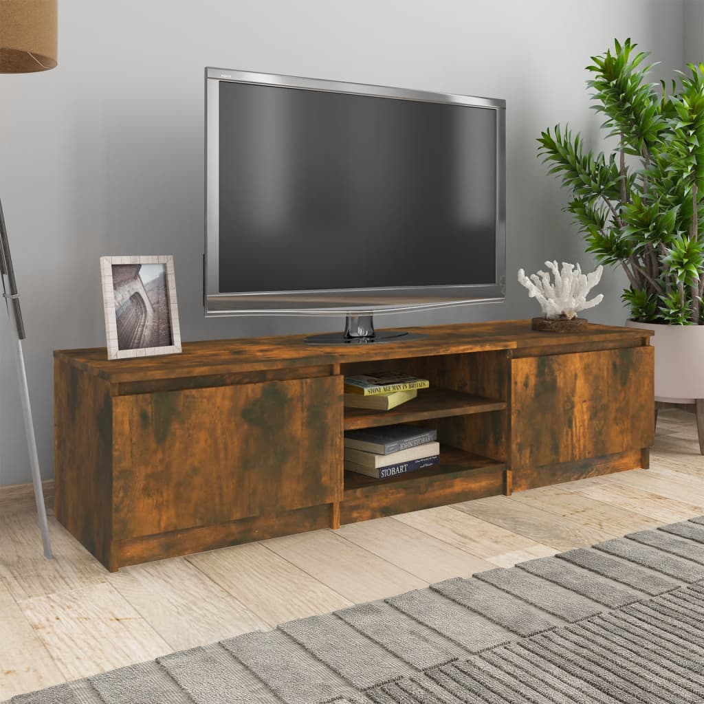 TV Cabinet Smoked Oak 140x40x35.5 cm Engineered Wood - Sid & Sam