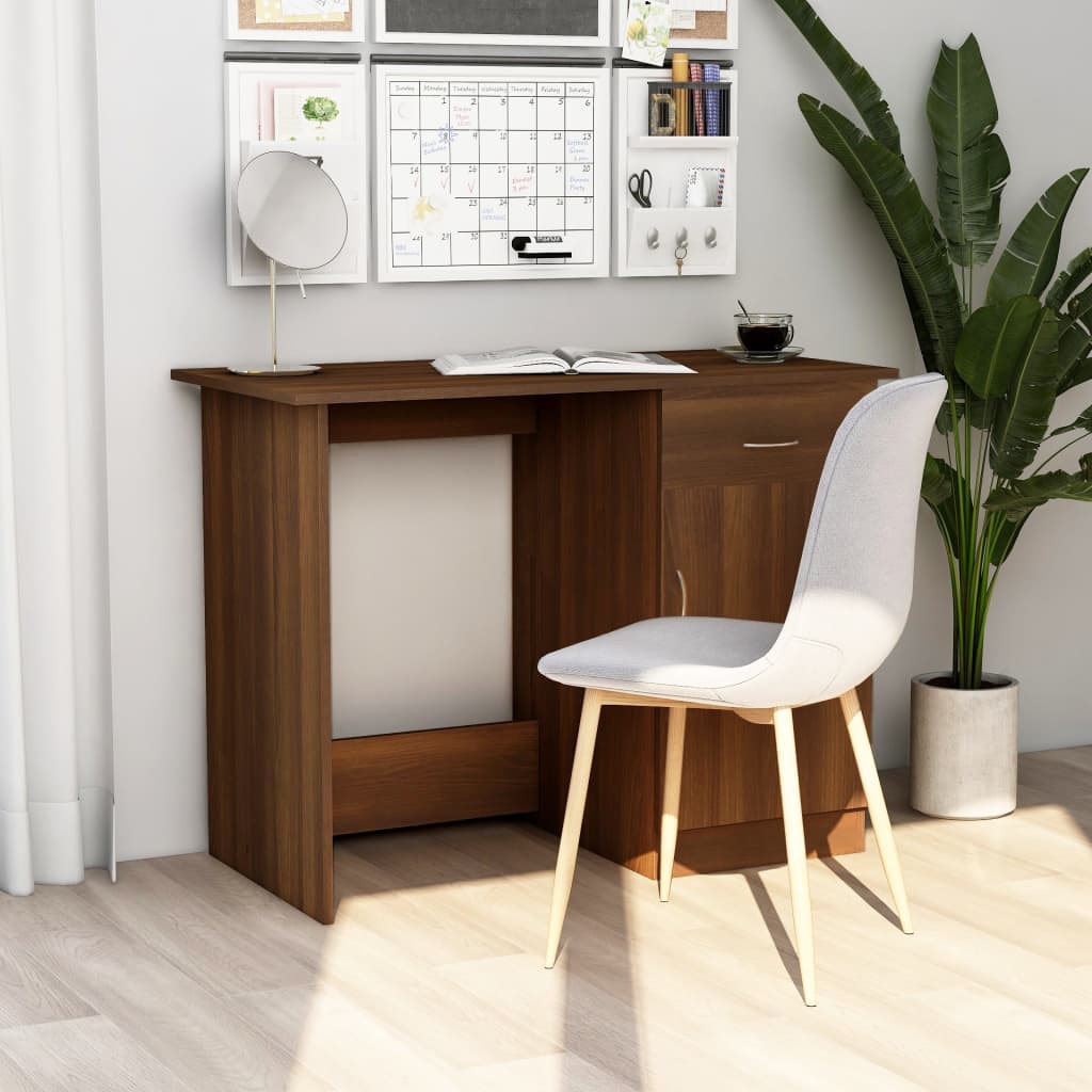 Desk Brown Oak 100x50x76 cm Engineered Wood - Sid & Sam