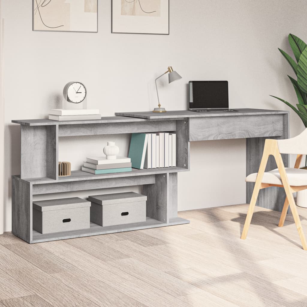 Corner Desk Grey Sonoma 200x50x76 cm Engineered Wood - Decor Base