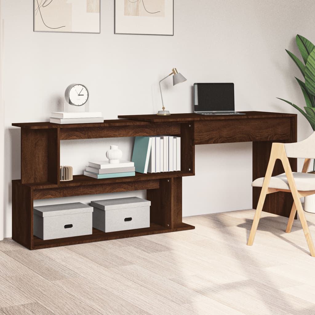 Corner Desk Brown Oak 200x50x76 cm Engineered Wood - The Home Maker
