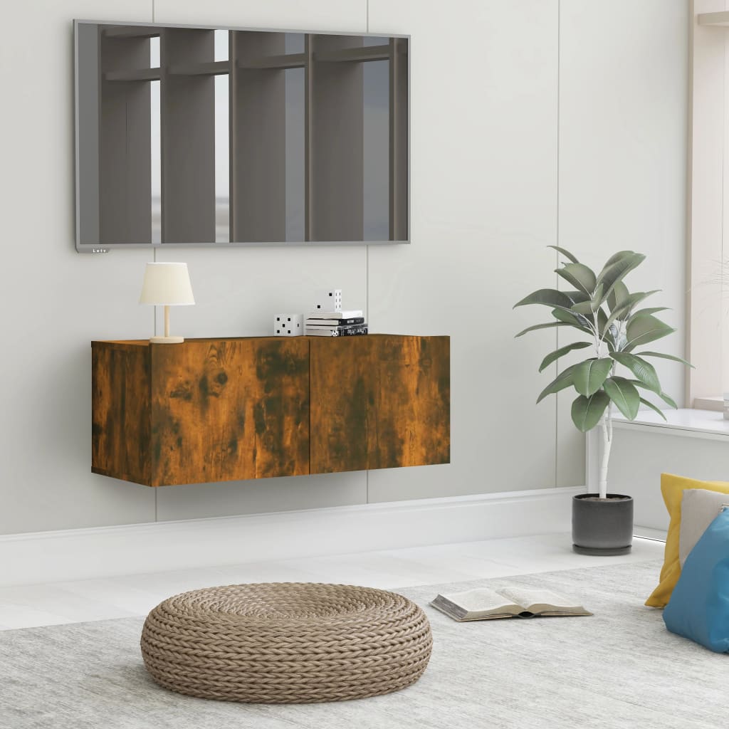 TV Cabinet Smoked Oak 80x30x30 cm Engineered Wood - Discount Dealers