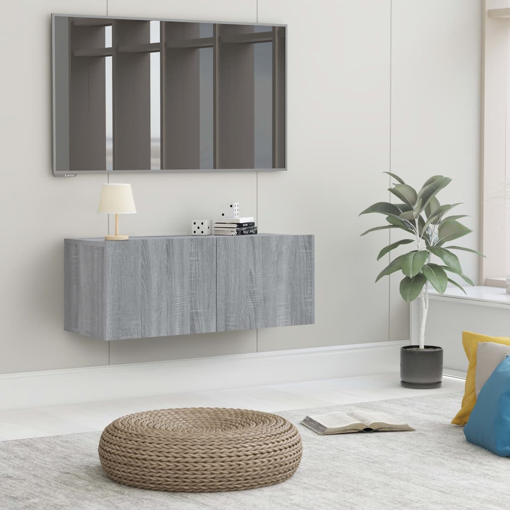 TV Cabinet Grey Sonoma 80x30x30 cm Engineered Wood - Millennium Furniture