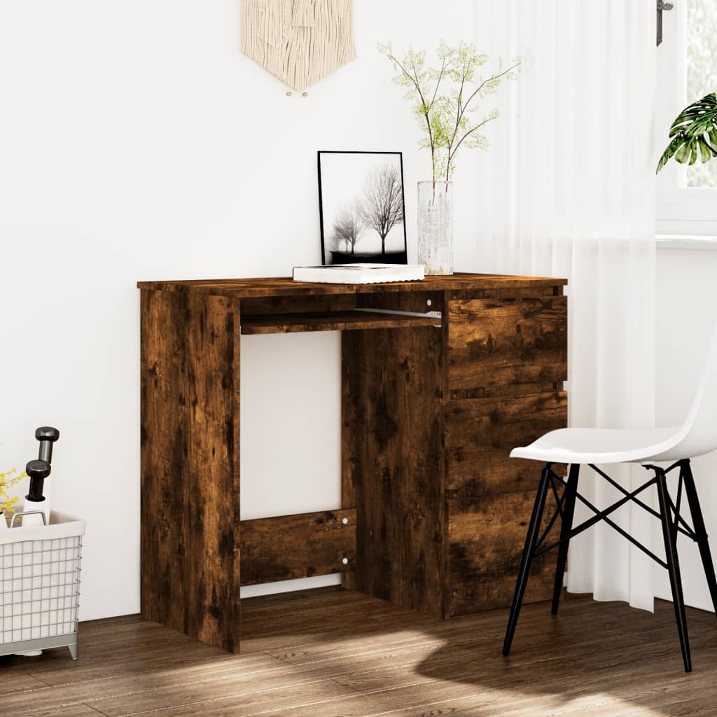 Desk Smoked Oak 90x45x76 cm Engineered Wood - Direct Imports