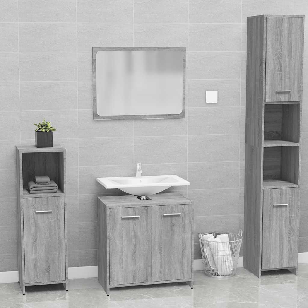 Bathroom Furniture Set Grey Sonoma Engineered Wood - Decor Base
