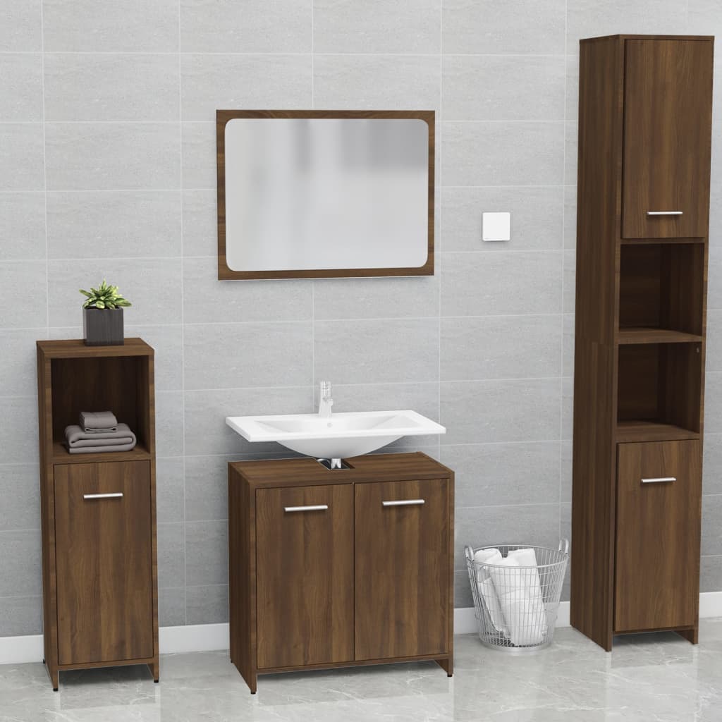 Bathroom Furniture Set Brown Oak Engineered Wood - Millennium Furniture