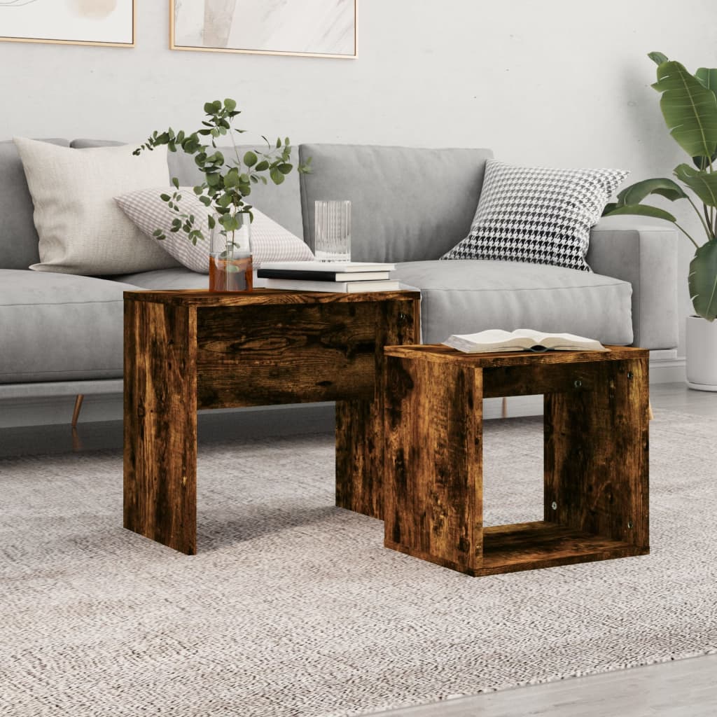 Nesting Coffee Tables 2 pcs Smoked Oak Engineered Wood - Sid & Sam