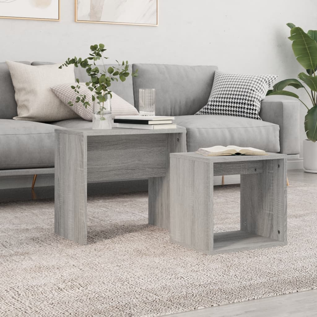 Nesting Coffee Tables 2 pcs Grey Sonoma Engineered Wood - The Home Maker