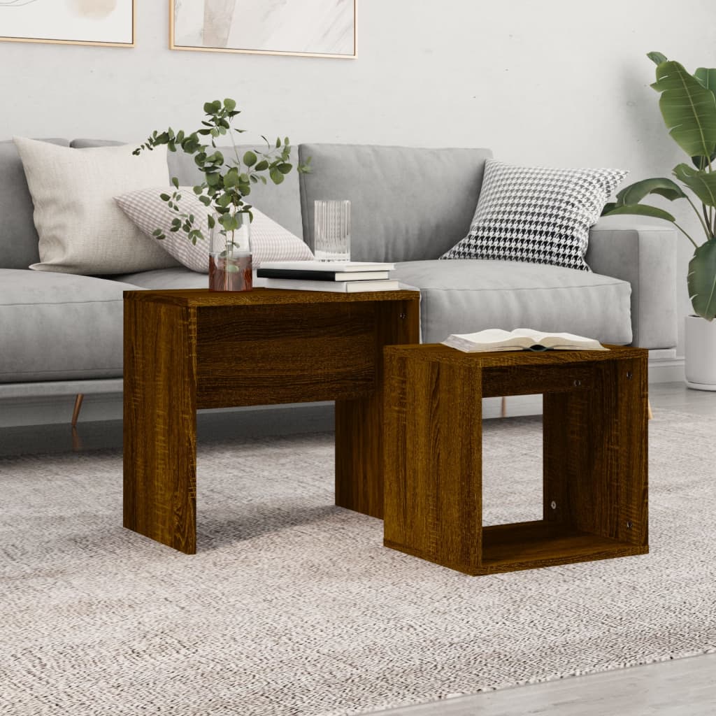 Nesting Coffee Tables 2 pcs Brown Oak Engineered Wood - Sid & Sam