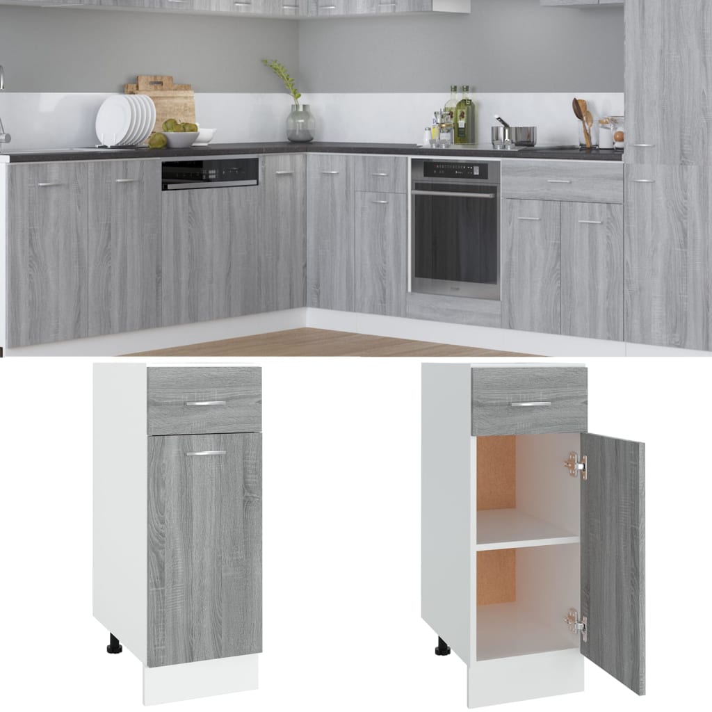 Drawer Bottom Cabinet Grey Sonoma 30x46x81.5cm Engineered Wood - Discount Dealers