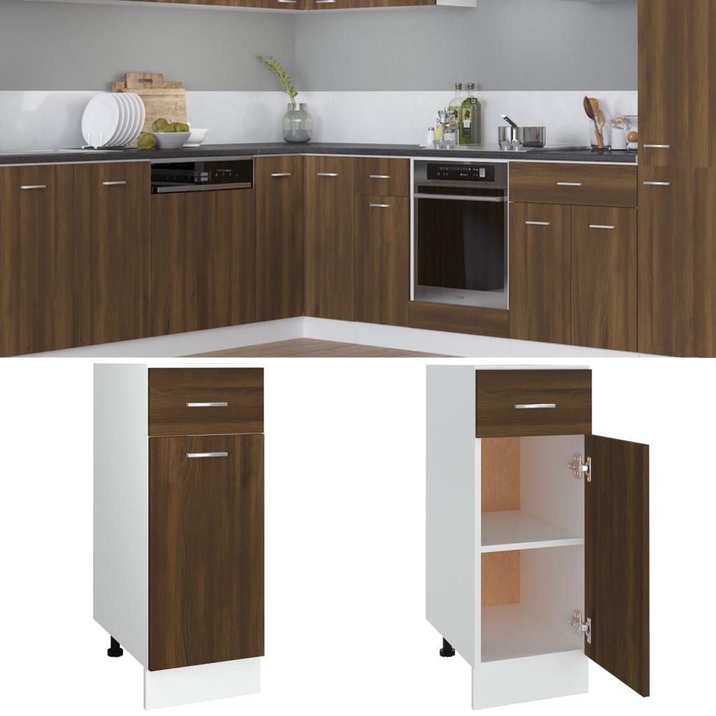 Drawer Bottom Cabinet Brown Oak 30x46x81.5cm Engineered Wood - Tyrell & Tyrell