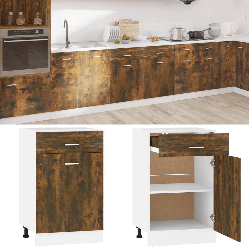 Drawer Bottom Cabinet Smoked Oak 50x46x81,5 cm Engineered Wood - Discount Dealers