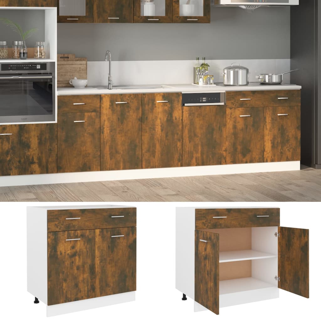 Drawer Bottom Cabinet Smoked Oak 80x46x81.5 cm Engineered Wood - R and M Furniture