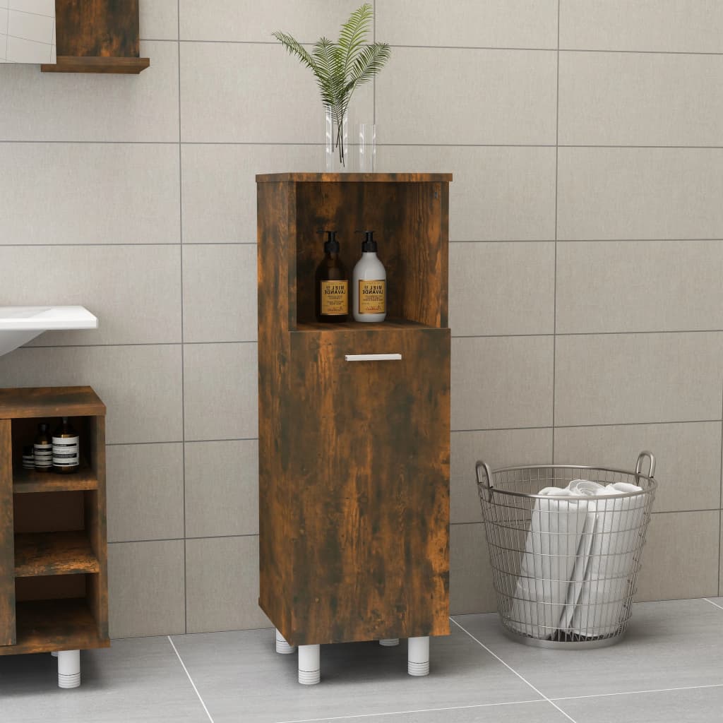 Bathroom Cabinet Smoked Oak 30x30x95 cm Engineered Wood - Unbeatable Bargains