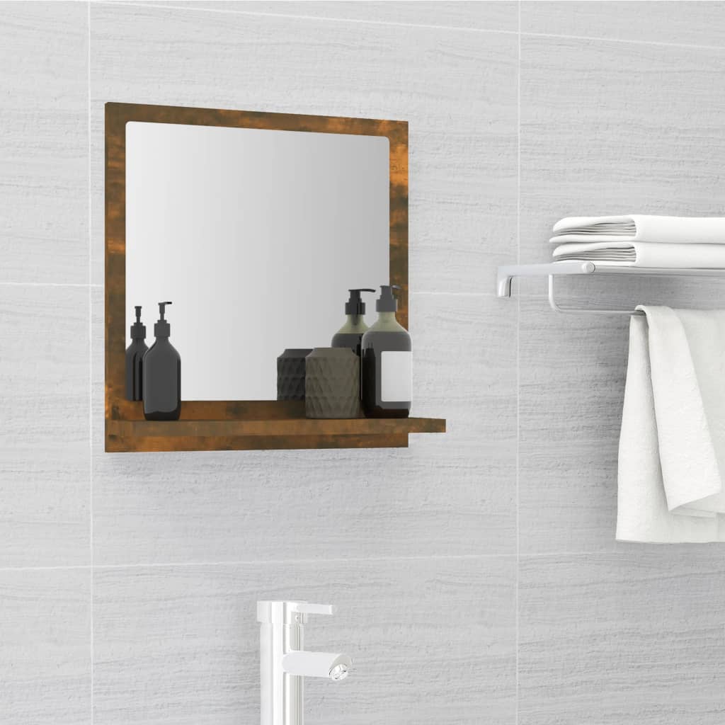 Bathroom Mirror Smoked Oak 40x10.5x37 cm Engineered Wood - Merlin Deals