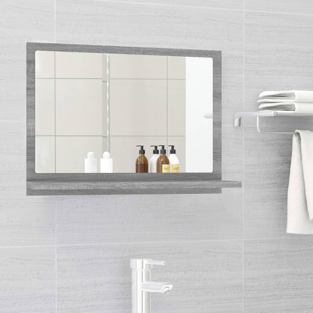 Bathroom Mirror Grey Sonoma 60x10.5x37 cm Engineered Wood - Sid & Sam