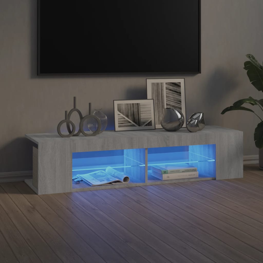 TV Cabinet with LED Lights Grey Sonoma 135x39x30 cm - Discount Dealers
