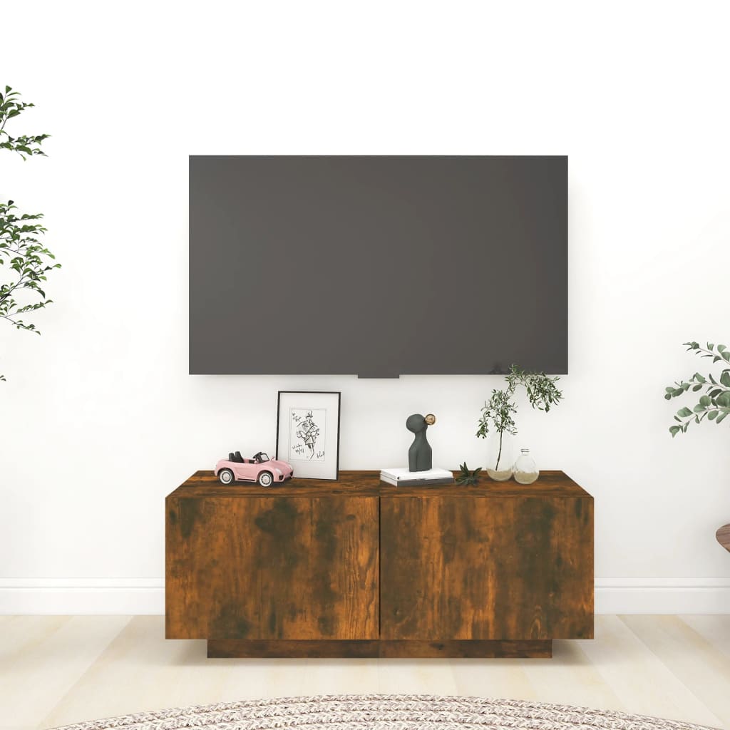 TV Cabinet Smoked Oak 100x35x40 cm Engineered Wood - Sid & Sam