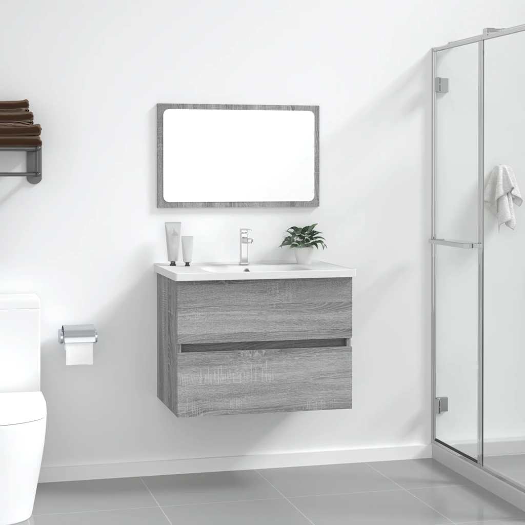 2 Piece Bathroom Furniture Set Grey Sonoma Engineered Wood - Discount Dealers