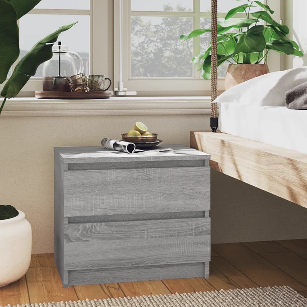Bedside Table - BOLTON Nightstand Grey Sonoma 50cm - Sid & Sam
