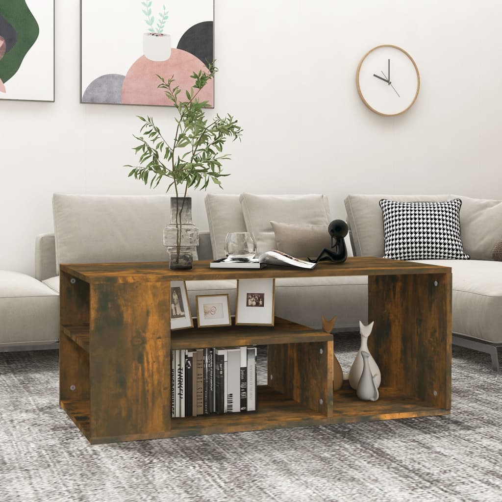 Coffee Table Smoked Oak 100x50x40 cm Engineered Wood - Direct Imports
