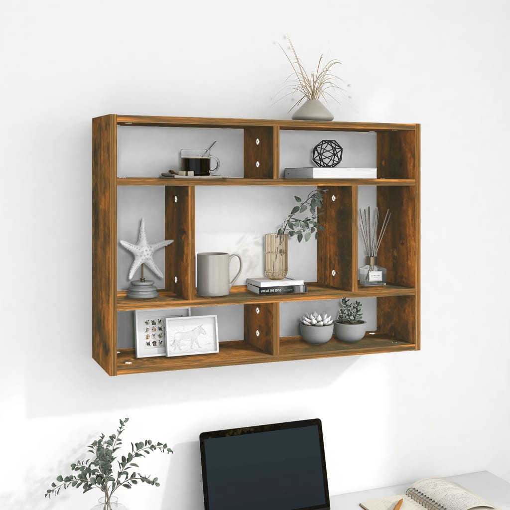Wall Shelf Smoked Oak 75x16x55 cm Engineered Wood - Discount Dealers