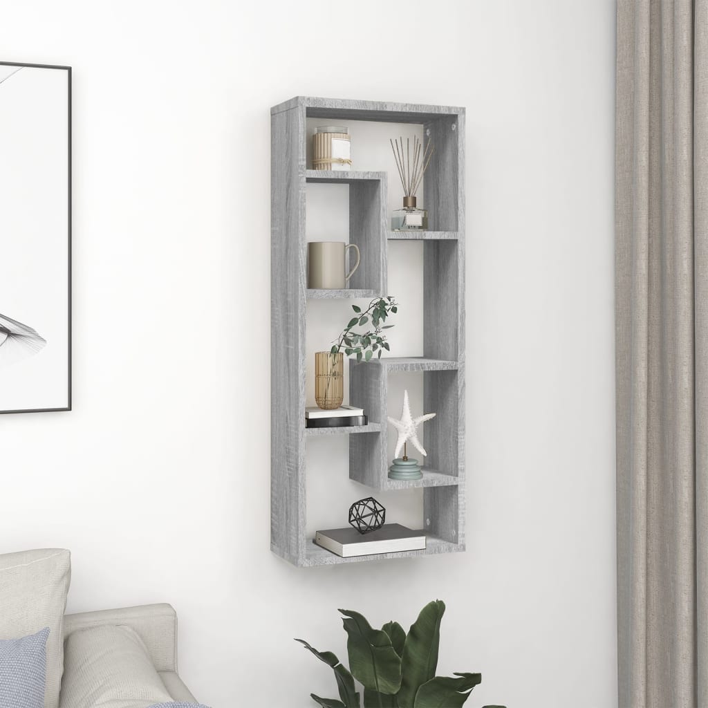 Wall Shelf Grey Sonoma 36x16x90 cm Engineered Wood - Unbeatable Bargains