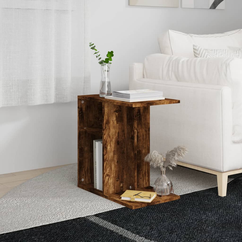 Side Table Smoked Oak 50x30x50cm Engineered Wood - Direct Imports