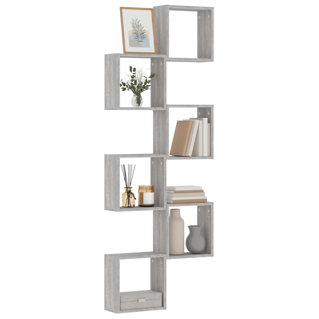 Wall Cube Shelves 6 pcs Grey Sonoma 30x15x30 cm - Brittle & Co
