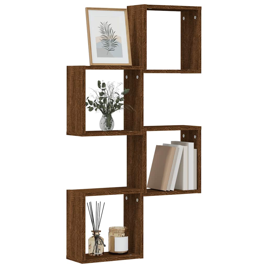 Wall Cube Shelves 4 pcs Brown Oak 30x15x30 cm - Sid & Sam