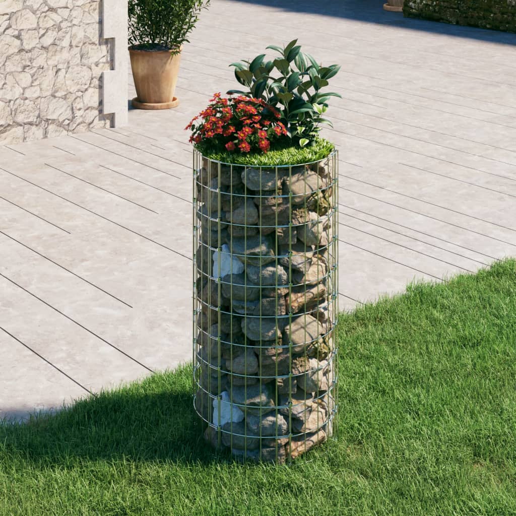 Circular Gabion Pole Galvanised Steel Ã ̃50x100 cm - Decor Base