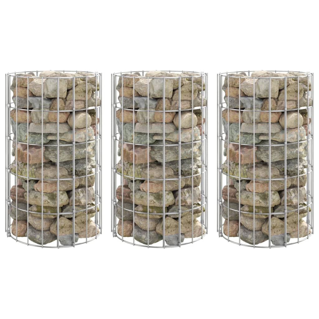 Circular Gabion Raised Beds 3 pcs Galvanised Steel Ã ̃30x50 cm - R and M Furniture