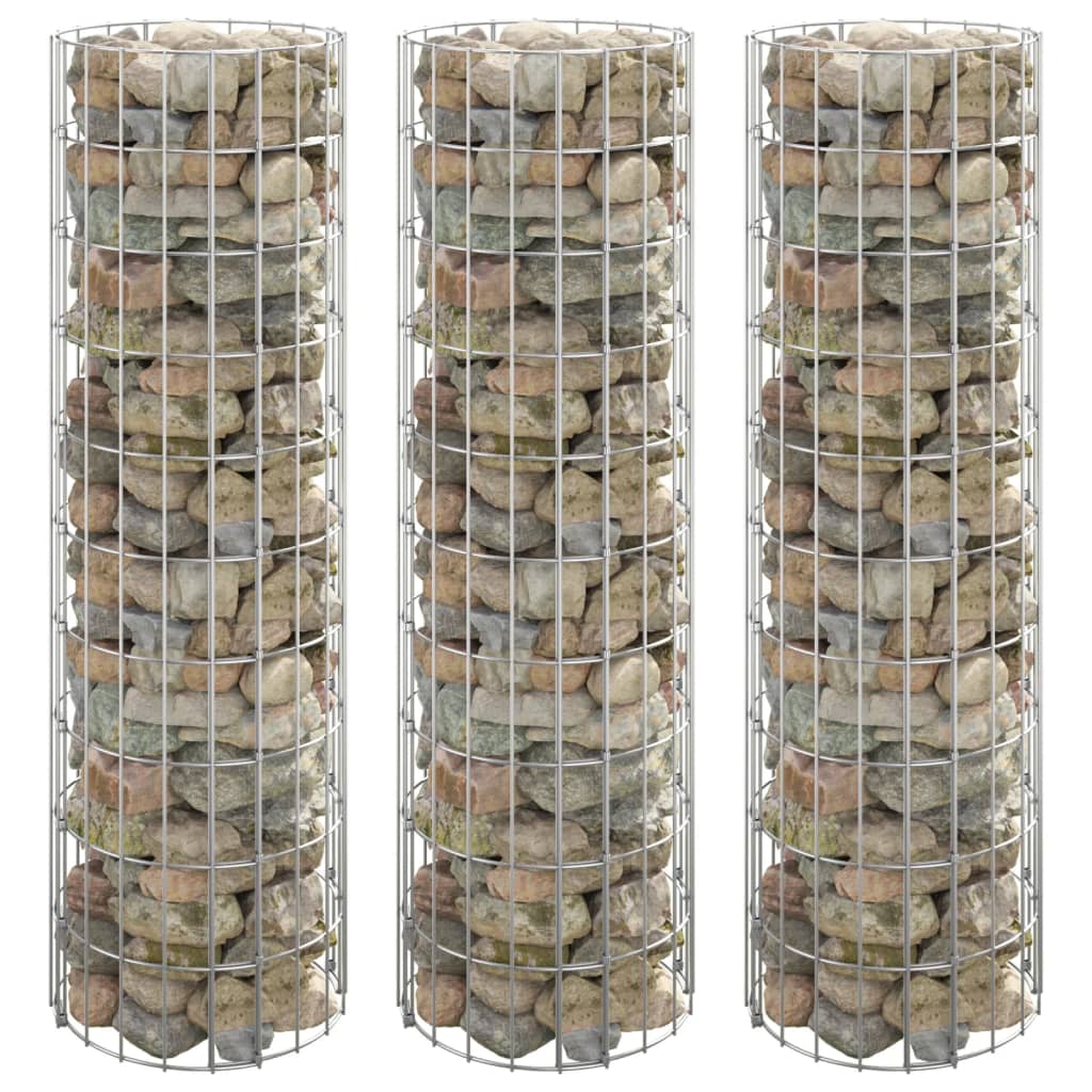 Circular Gabion Raised Beds 3 pcs Galvanised Steel Ã ̃30x100 cm - Unbeatable Bargains