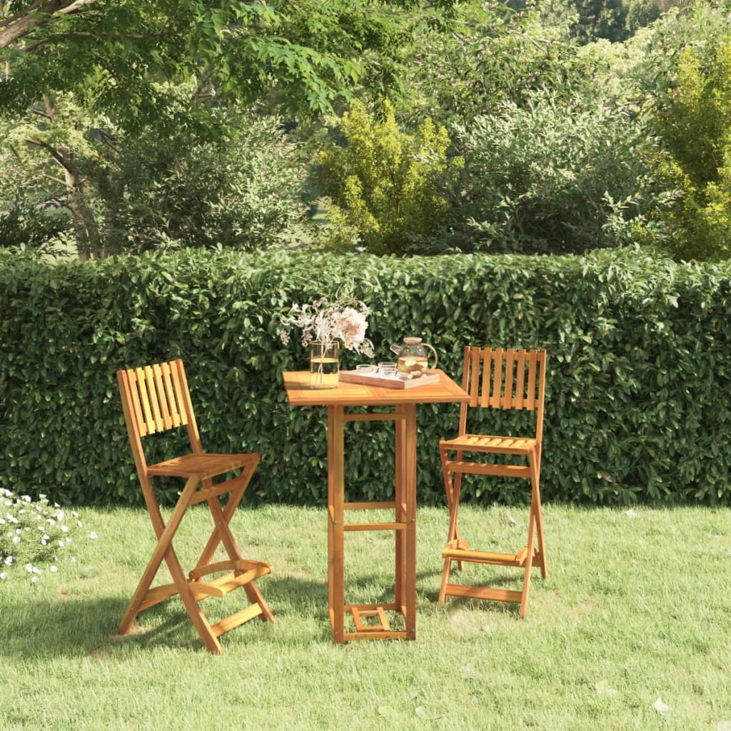 Folding Outdoor Bar Stools 2 pcs Solid Wood Acacia - Style and Chic