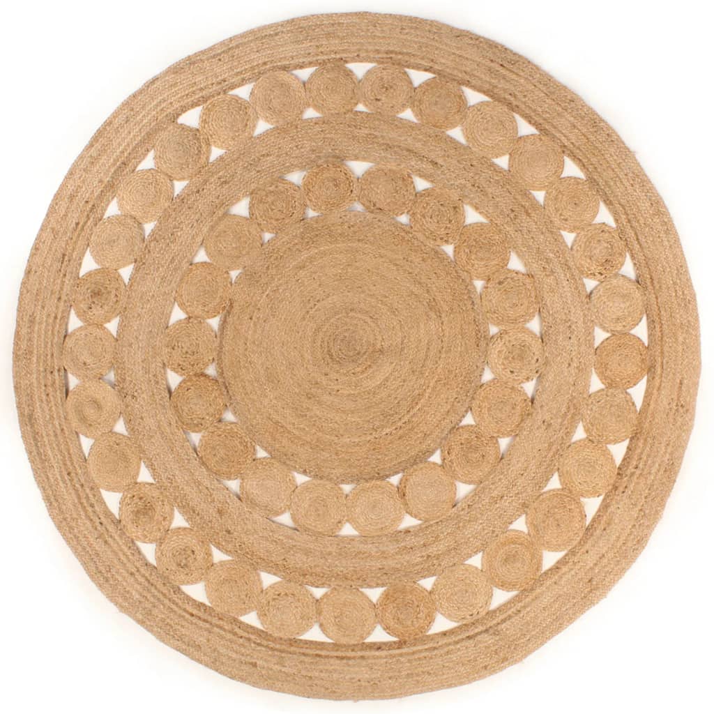 Area Rug Braided Design Jute 210 cm Round - Unbeatable Bargains
