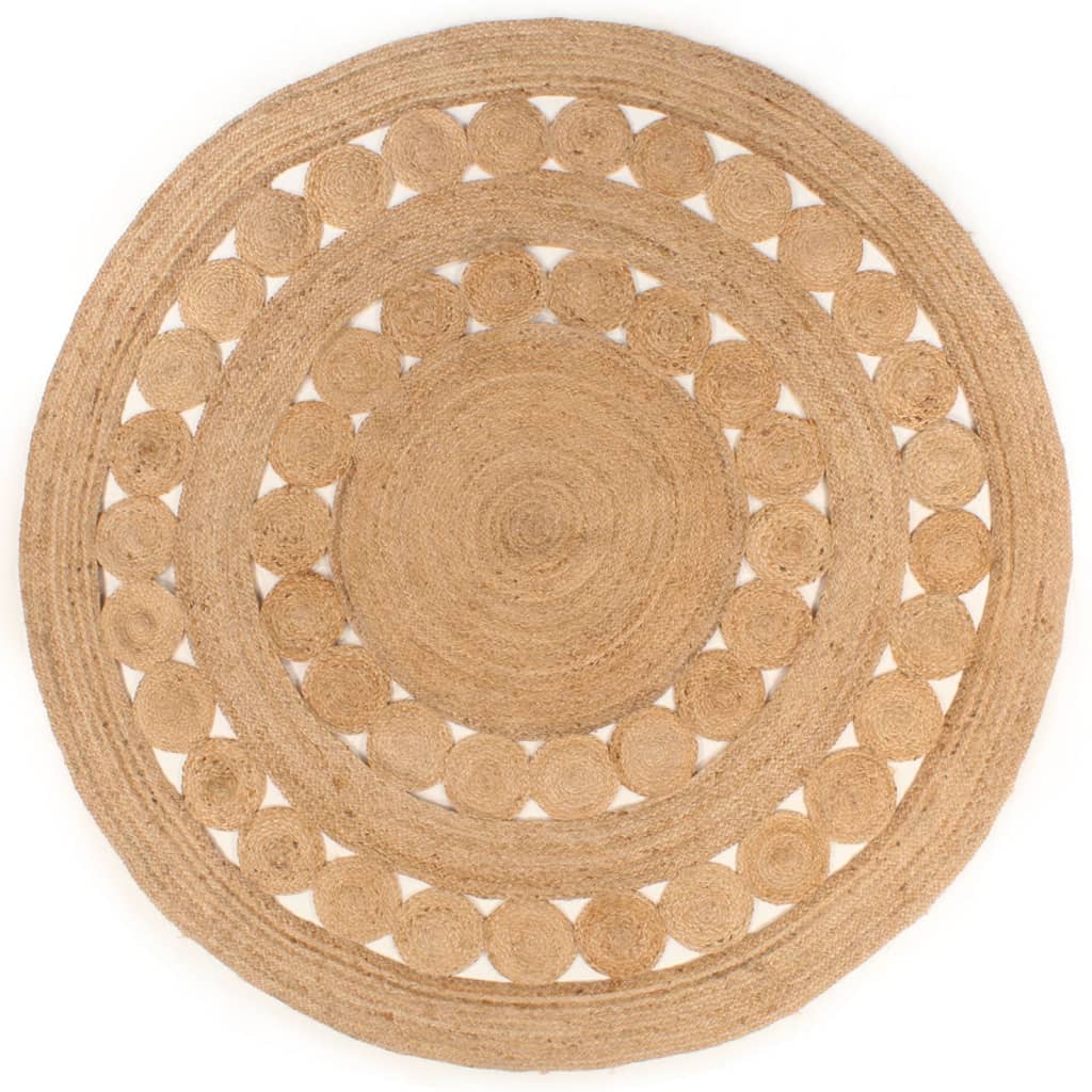 Area Rug Braided Design Jute 240 cm Round - Tyrell & Tyrell