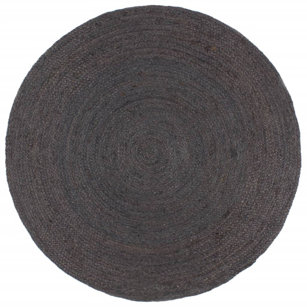Handmade Rug Jute Round 210 cm Dark Grey - Discount Dealers
