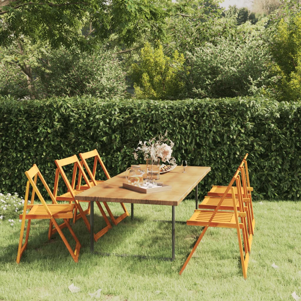 Folding Garden Chairs 6 pcs Solid Wood Acacia - Merlin Deals